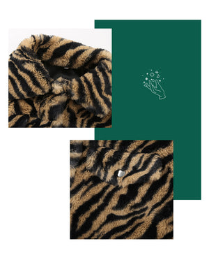 
            
                Load image into Gallery viewer, Tiger Print Plush Coat ~ HANDMADE
            
        