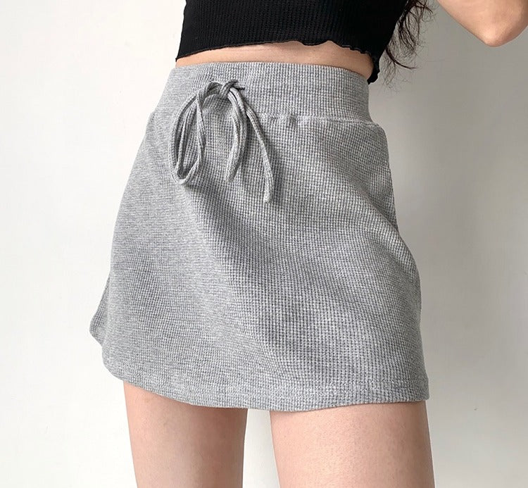 Waffle Drawstring Skirt
