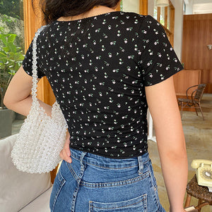 Floral Front Button-Up Tee - Pellucid