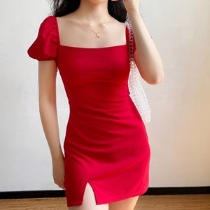 Paris Scene Mini Dress // Red ~ HANDMADE - Pellucid