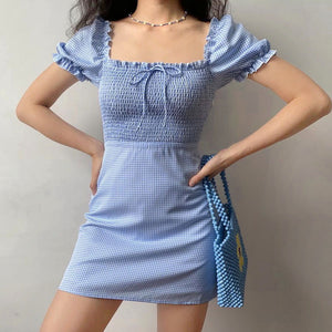 
            
                Load image into Gallery viewer, Uptown Shirred Babydoll Dress  ~ HANDMADE
            
        