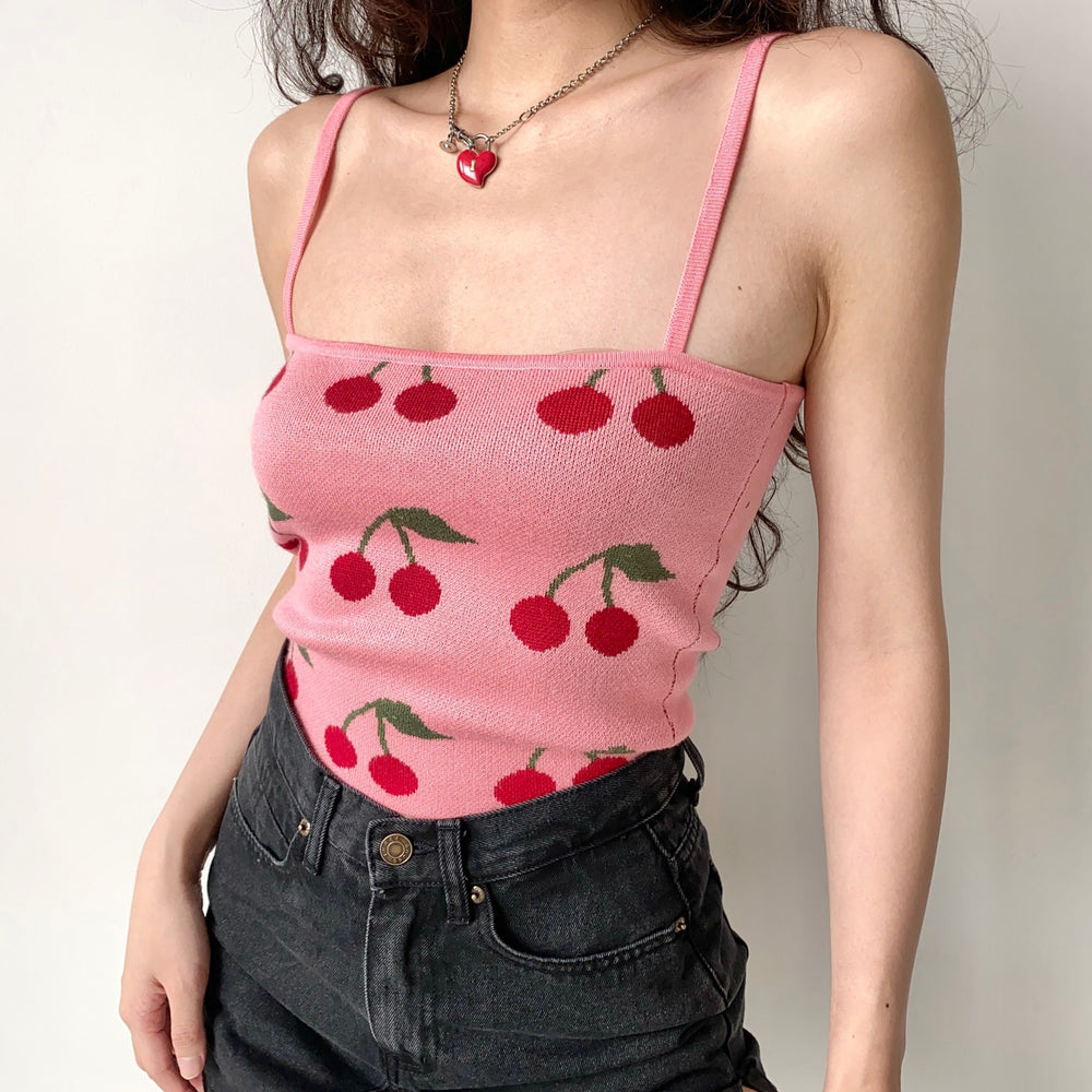 Cherry Bite Knit Camisole ~ HANDMADE