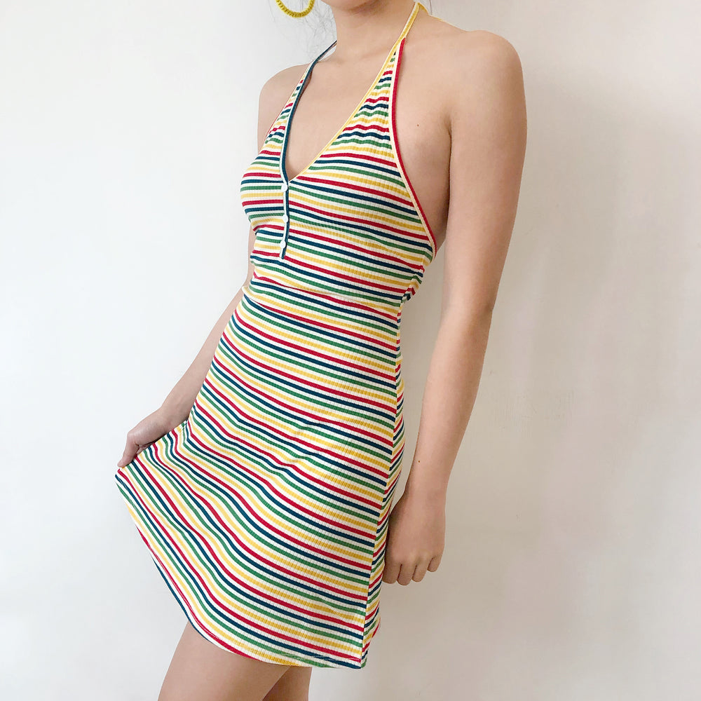 Trixie Striped Halter Dress ~ HANDMADE