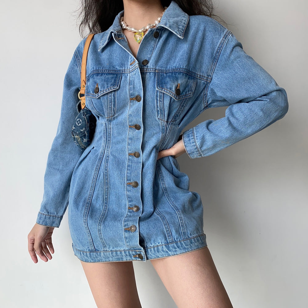designer denim dress women Blue Jean Beauty Denim Mini Dress | Trendy Women's Dress
