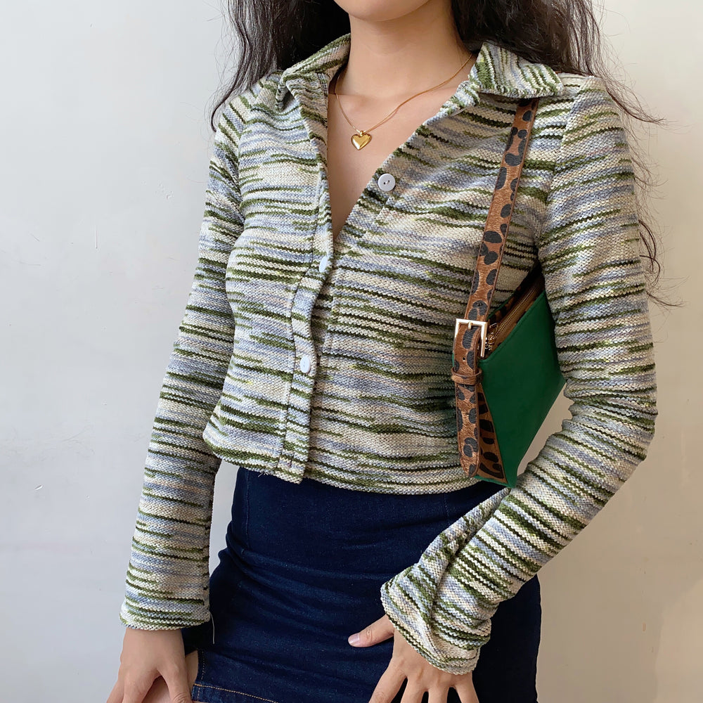 
            
                Load image into Gallery viewer, Earthy Tones Striped Cardigan ~ HANDMADE
            
        