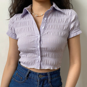 Preppy Gal Shirred Blouse