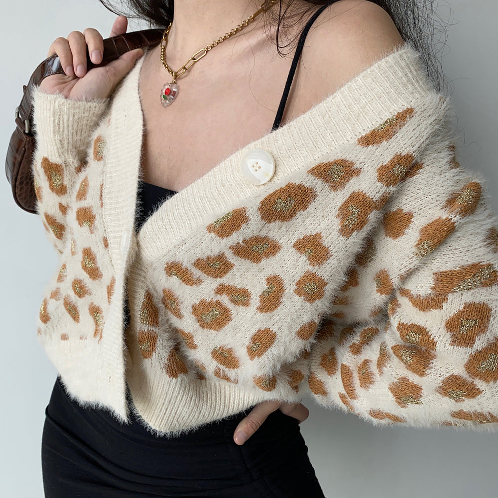 Leopard Loose Knit Cardigan