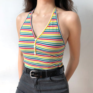 
            
                Load image into Gallery viewer, Trixie Striped Halter Tank ~ HANDMADE
            
        
