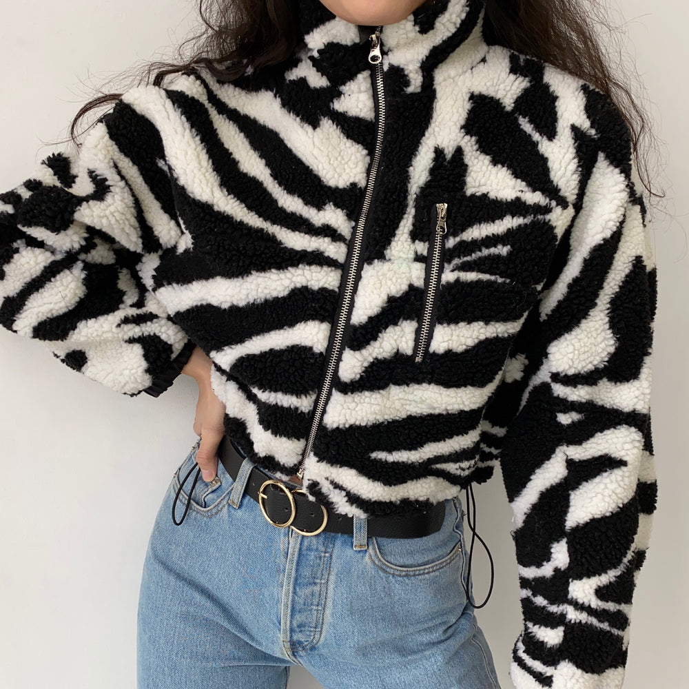 Trend Setter Lambswool Coat // Zebra