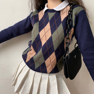 Vintage Walnut Argyle Sweater