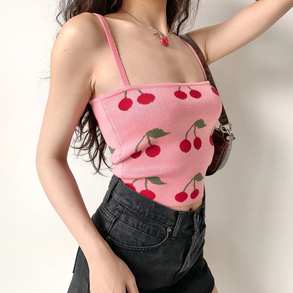 Cherry Bite Knit Camisole ~ HANDMADE