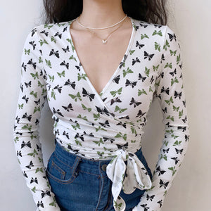 French Butterfly Wrap Top ~ HANDMADE
