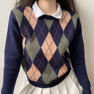 Vintage Walnut Argyle Sweater