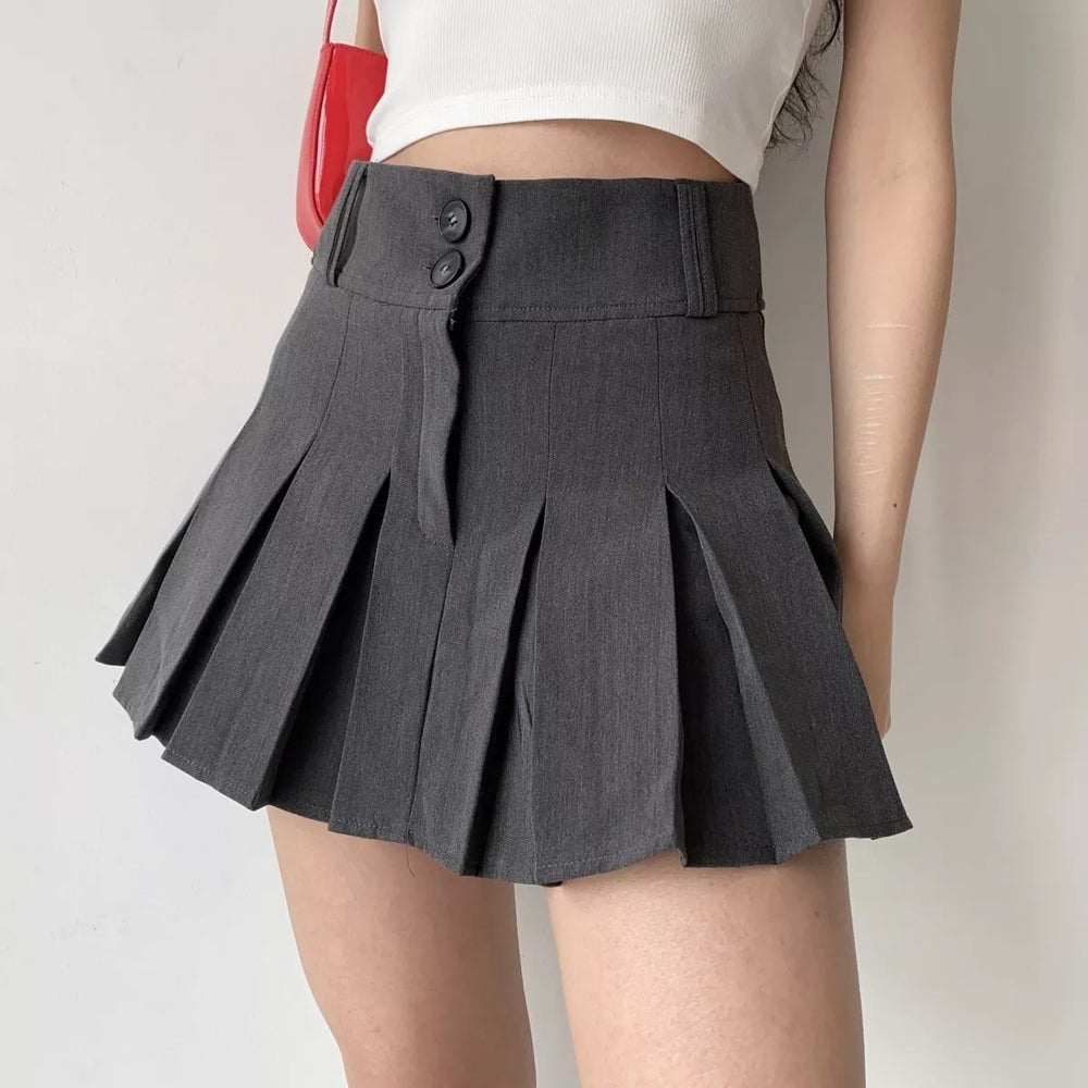 Campus Drama Button Pleated Skirt – Pellucid