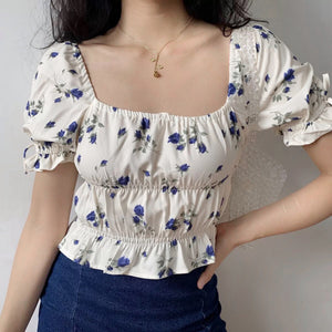 
            
                Load image into Gallery viewer, Juliet Floral Square Collar Top
            
        