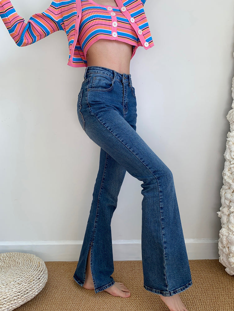 Killa Split Flare Jeans ~ HANDMADE