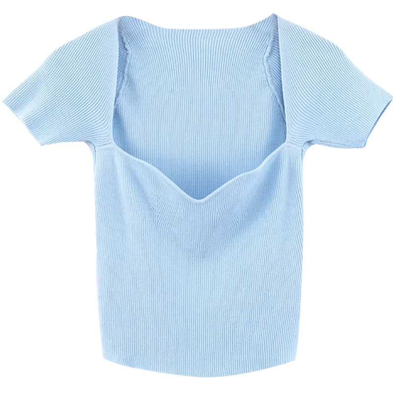 French Lover Slim Knit Top - Pellucid