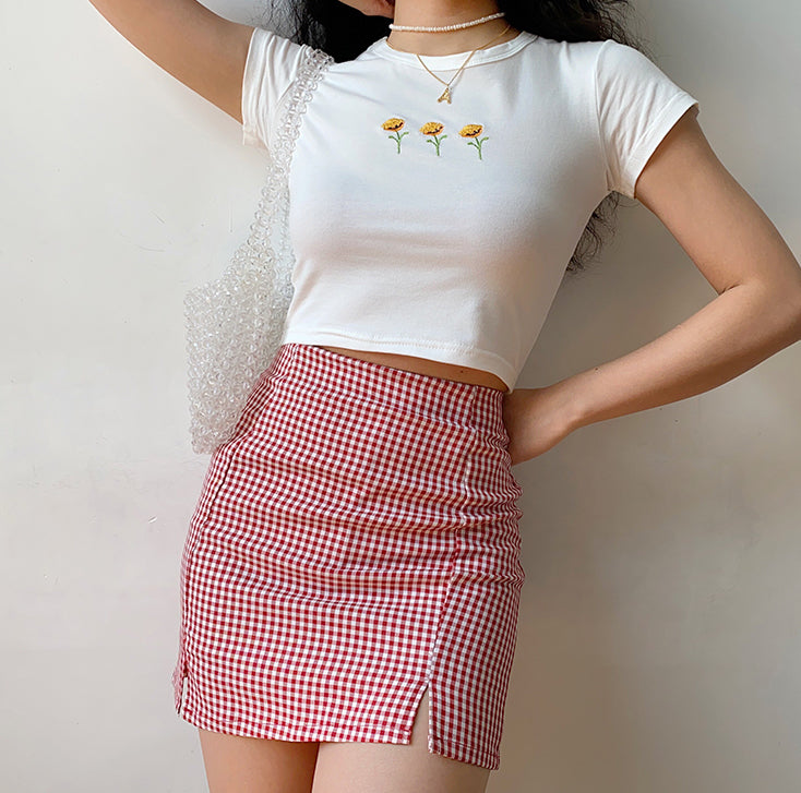 Rouge Gingham Skirt - Pellucid