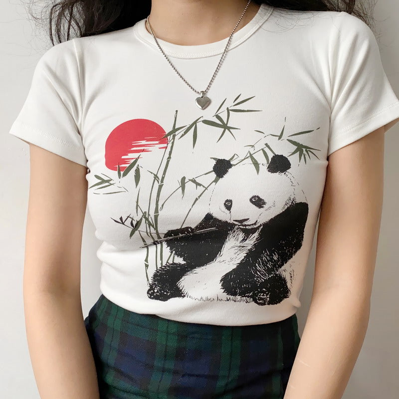 Bamboo Panda Graphic T-shirt ~ HANDMADE