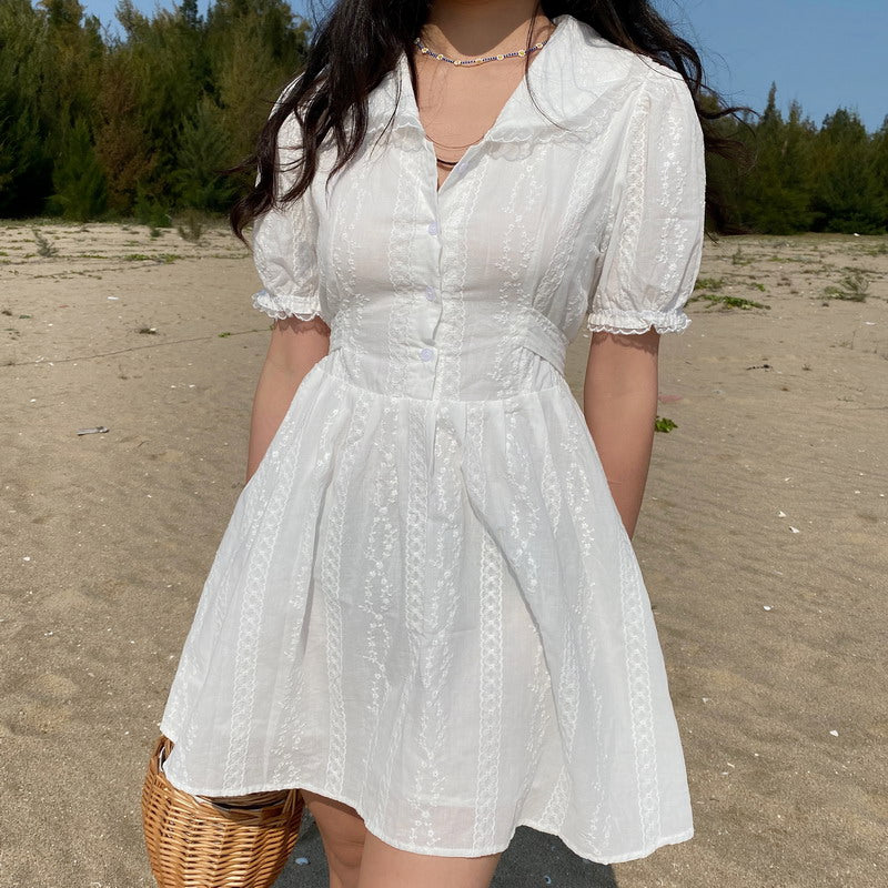 Arlene Milkmaid Lace Dress - Pellucid