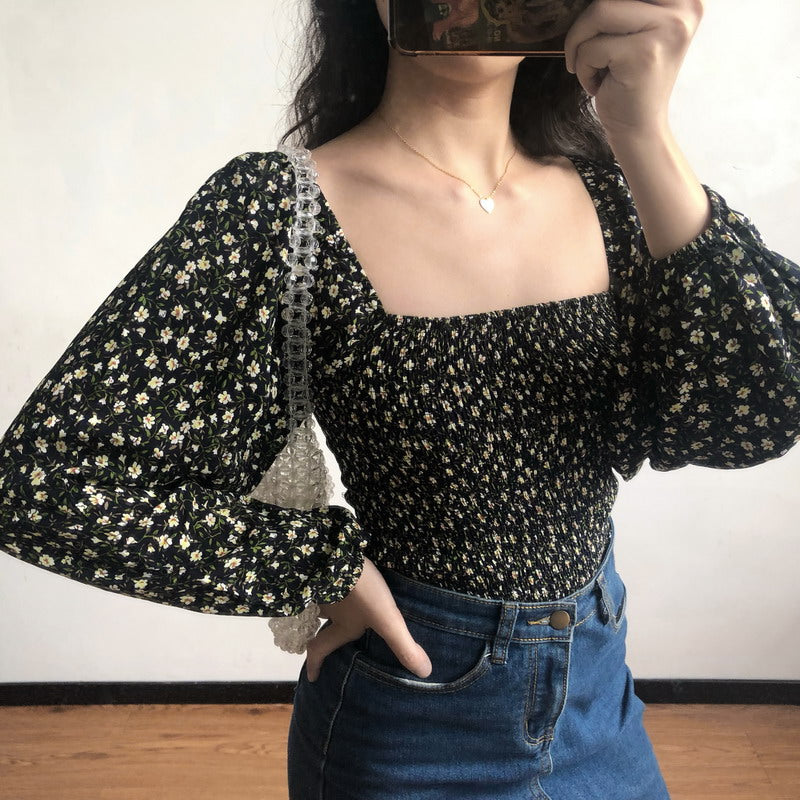 
            
                Load image into Gallery viewer, Parisian Floral Puff Top  ~ HANDMADE
            
        