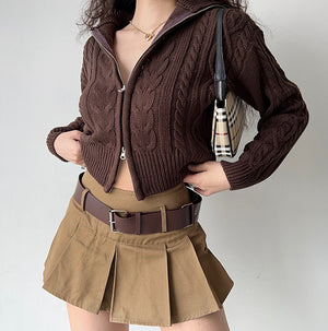 Zora Twist Double Zipper Cardigan