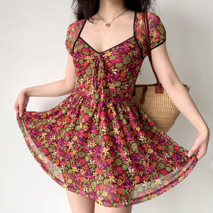 Cynthia Floral Mesh Romper Dress ~ HANDMADE