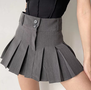 Campus Drama Button Pleated Skirt