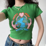 Happy Earth Baby Tee ~ HANDMADE