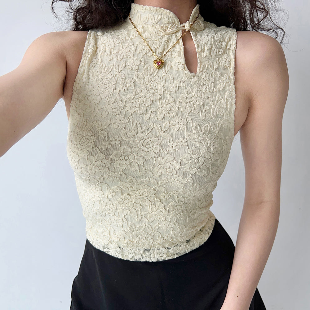 Vintage Lace Cheongsam Top ~ HANDMADE