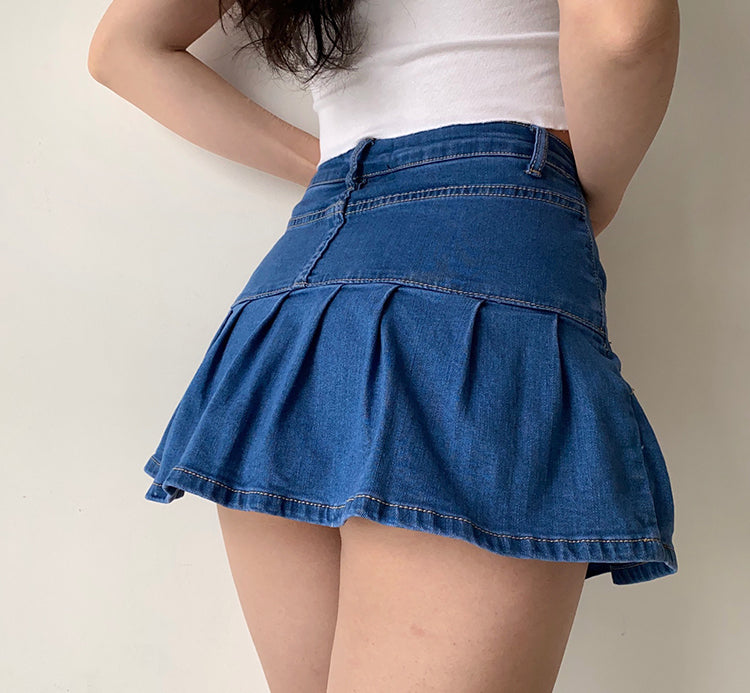 Denim Ruffled Mini Skirt