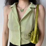80s Lime Button Vest ~ HANDMADE