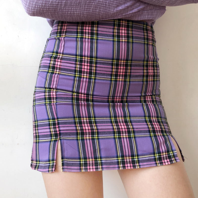 Purple Cara Plaid Skirt - Pellucid