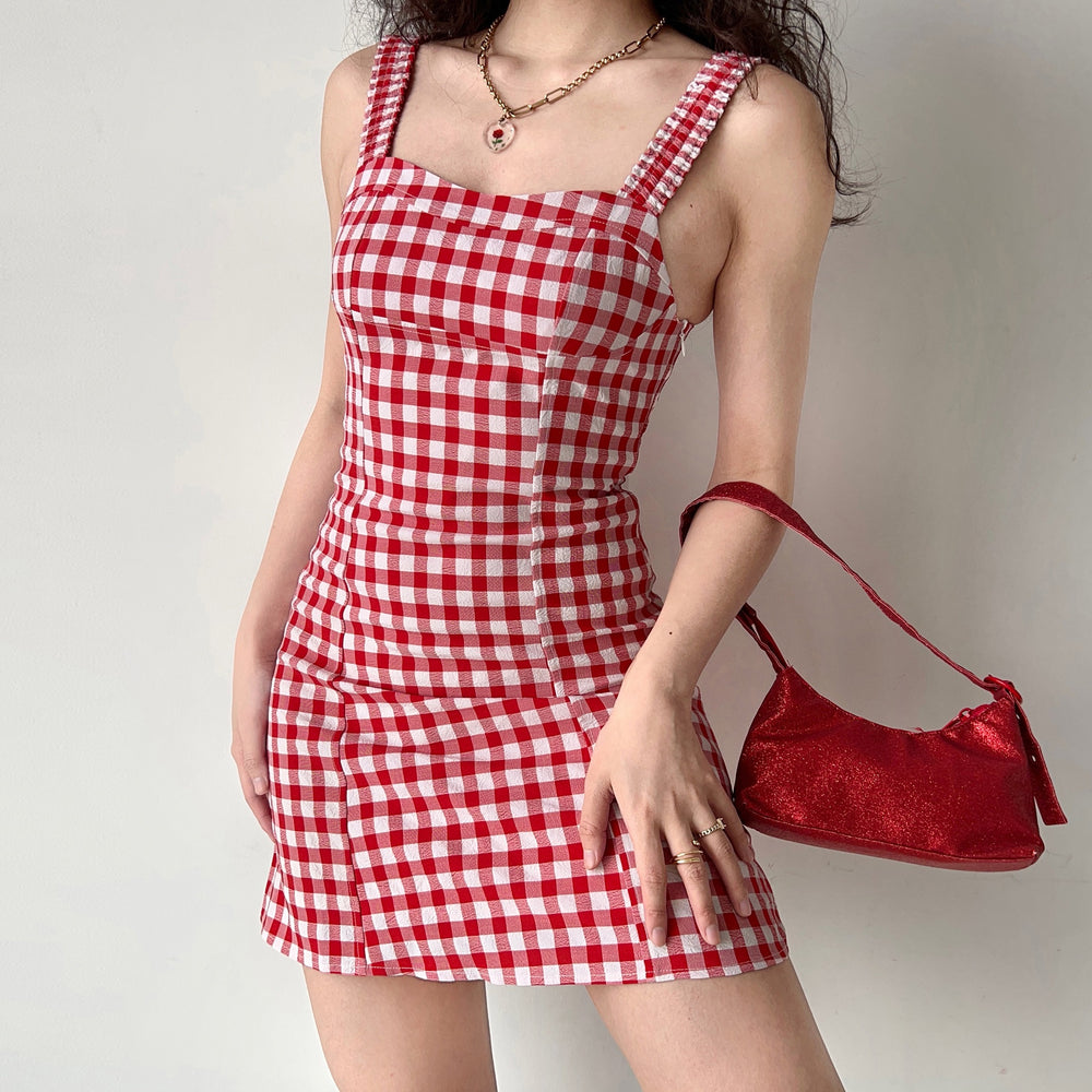 Edna Checkered Mini Dress ~ HANDMADE