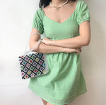 Delilah Gingham Puff Dress ~ HANDMADE // Green