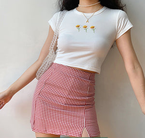 Rouge Gingham Skirt - Pellucid