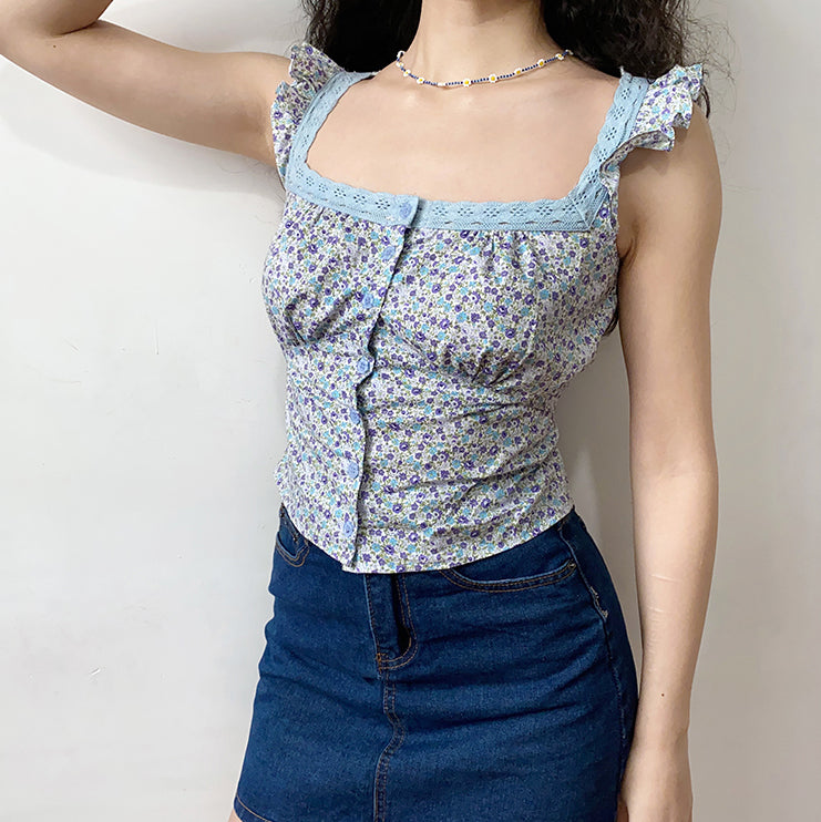 
            
                Load image into Gallery viewer, Amelie Floral Lace Tank [Handmade] - Pellucid
            
        