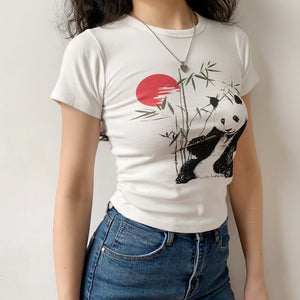 Bamboo Panda Graphic T-shirt [Handmade] - Pellucid
