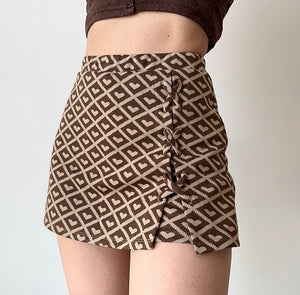 
            
                Load image into Gallery viewer, Brown Heart Check Skirt ~ HANDMADE
            
        