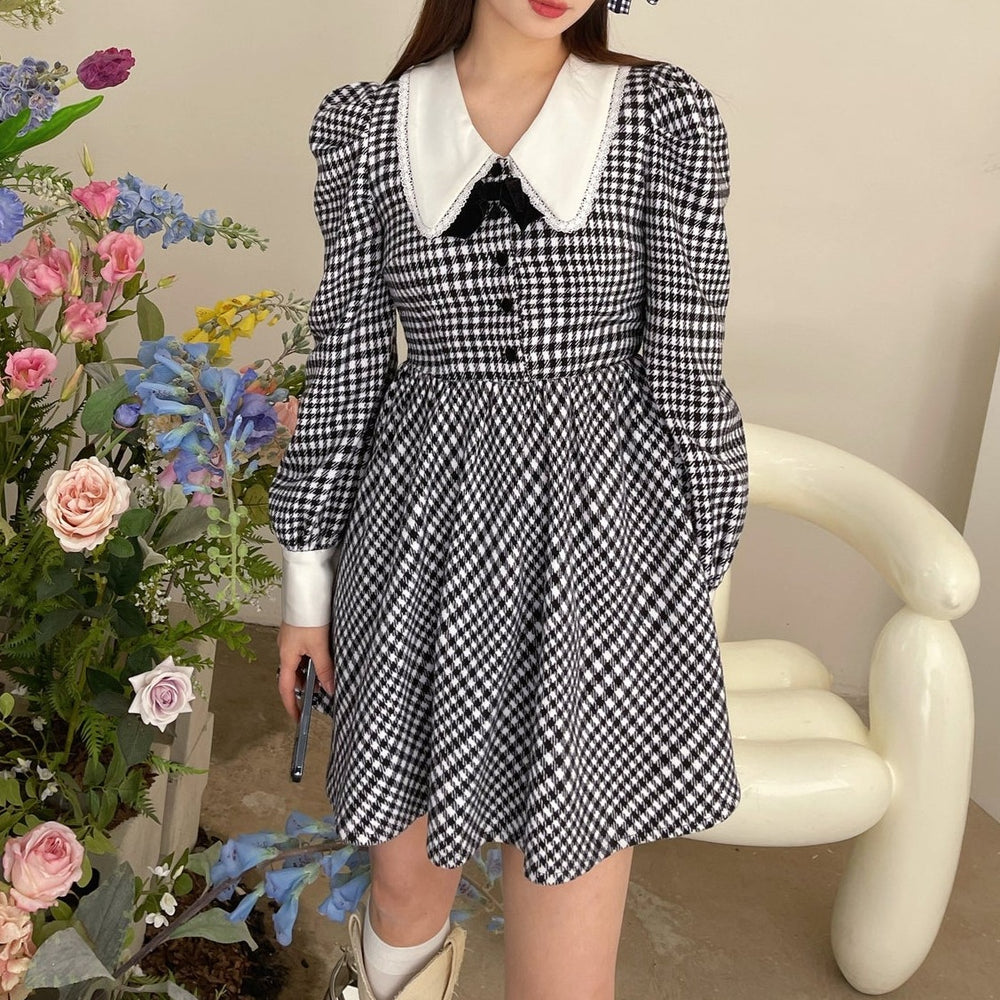 
            
                Load image into Gallery viewer, Penny Houndstooth Doll Dress ~ HANDMADE
            
        