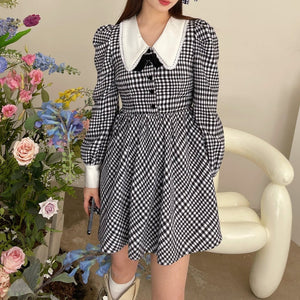 
            
                Load image into Gallery viewer, Penny Houndstooth Doll Dress ~ HANDMADE
            
        