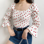 Strawberry Bubble Horn Sleeve Top