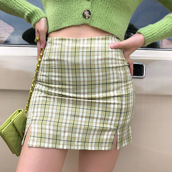Cara Plaid Skirt // Green – Pellucid