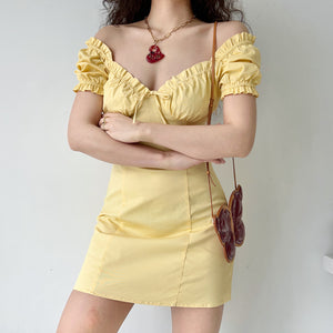 Lemon Drop Puff Dress ~ HANDMADE