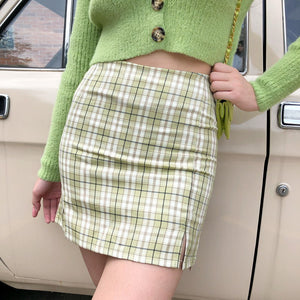 
            
                Load image into Gallery viewer, Cara Plaid Skirt // Green - Pellucid
            
        
