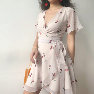 
            
                Load image into Gallery viewer, 60s Style Cherry Wrap Dress - Pellucid
            
        