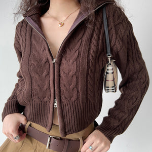 Zora Twist Double Zipper Cardigan