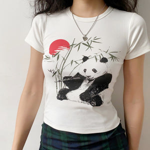 
            
                Load image into Gallery viewer, Bamboo Panda Graphic T-shirt [Handmade] - Pellucid
            
        