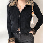 Debbie Leopard Double Zipper Jacket ~ HANDMADE