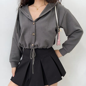 
            
                Load image into Gallery viewer, Waffle Drawstring Oversized Pullover
            
        